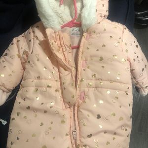 Baby girl pink snow suit very very warm and waterproof. Perfect for winter!